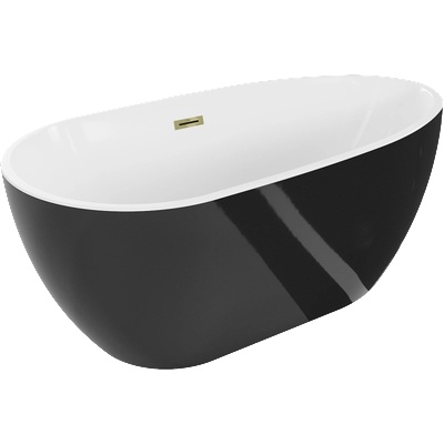 Mexen Eos свободностояща вана 150 x 75 cm, бяла/черна, златен прелив - 52471507575-50 (52471507575-50)