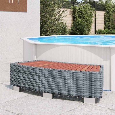 vidaXL Спа стъпало, сиво, полиратан, 92x45x25 см (46461)
