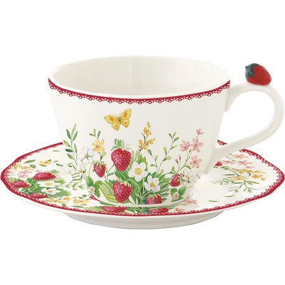Easy Life Kávová šálka + podšálka Jardin des Fraises 240 ml