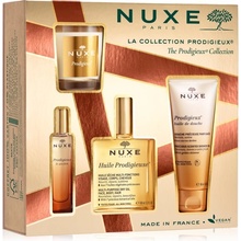 Nuxe Prodigieux Collection multifunkční suchý olej na obličej, tělo a vlasy 100 ml + parfémovaná voda 15 ml + sprchový olej 100 ml + svíčka 70 g