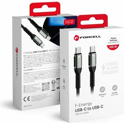 Forcell C260 USB-C na USB-C QC4.0 PD 5A 100W Cafule, 3m, černý