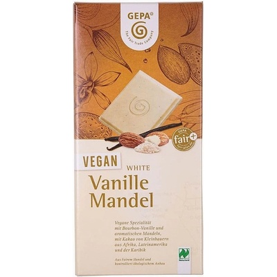 Gepa Bio vegan biela čokoláda s vanilkou a mandľami, 100 g