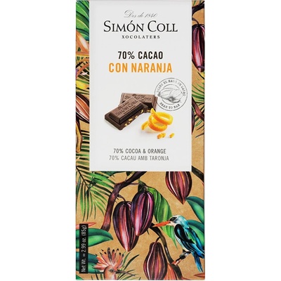 Simón Coll 70% horká čokoláda s pomarančom 85 g