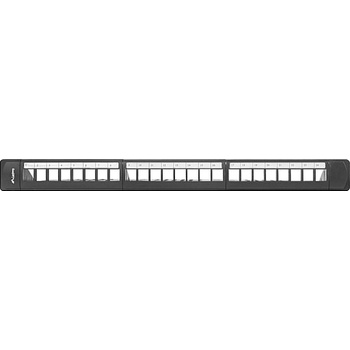 Lanberg patch panel blank 24 port 1U with organizer for keystone modules, black (PPKS-1124-B)