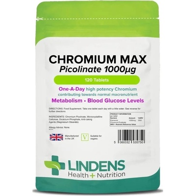 LINDENS Health + Nutrition Chrom pikolinát Max 1000 μg 120 tablet
