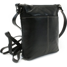 Čierna dámska kožená zipsová crossbody kabelka Jenny