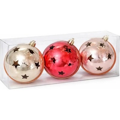 DECOLED Sada vánočních ozdob rolničky 8 cm, plastové, nezvonící, lesk, balení 3 ks