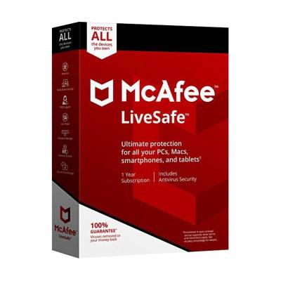 McAfee LiveSafe - 10 eszköz / 1 év elektronikus licenc електронен лиценз