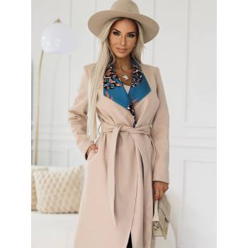 numoco Бежово дамско палто с цветна вложка на яката Numoco numoco | Bezhov | ЖЕНИ | S