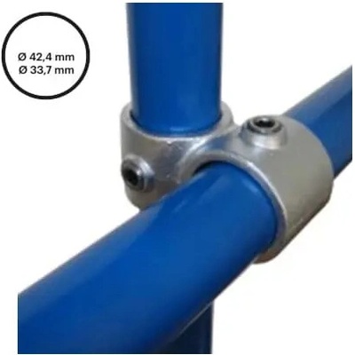 Konstrukční fitinka, spojka ocelových trubek pr. 42,4 mm | pr. 33,7 mm – úhlový spojovací kříž 161R-C42/B34