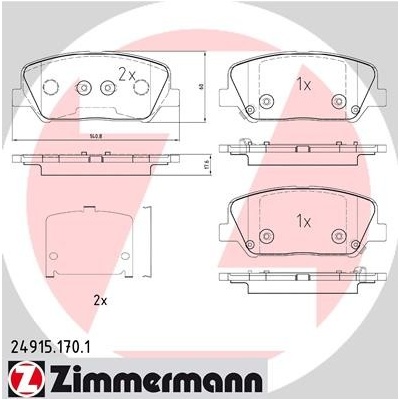 ZIMMERMANN Sada brzdových platničiek kotúčovej brzdy 249151701