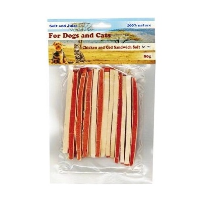 For Dogs and Cats Pochoutka Sandwich kuře s treskou měkký 80 g