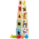 Woody dřevo věž zvířátka set 5 kostek s vkládacími tvary