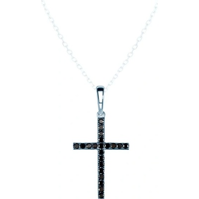 Savicki Prívesok Krížik biele zlato čierne diamanty SAVP43356 W