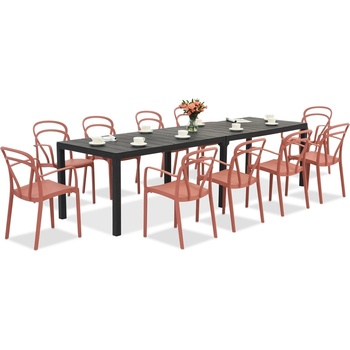 BICA King Double/Vague антрацитно червен комплект градински мебели за 10 души Bica (BC439ANT-10xBC312RE)