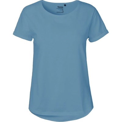 Neutral Dámske tričko s ohrnutými rukávmi z organickej Fairtrade bavlny Dusty indigo