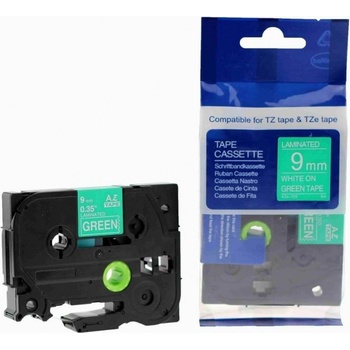 Pro Brother Съвместима лента с Brother TZ-725 / TZe-725, 9mm x 8m, бял печат / зелен фон (TZe725)