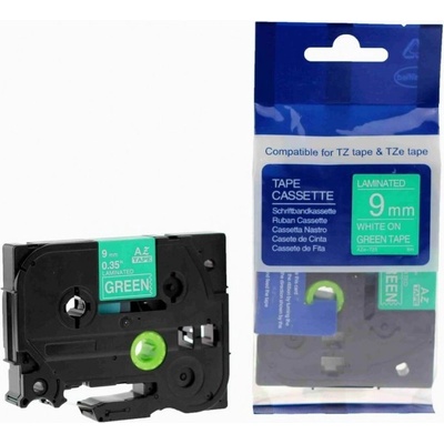 Compatible Съвместима лента с Brother TZ-725 / TZe-725, 9mm x 8m, бял печат / зелен фон (TZe725)