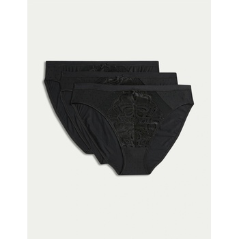 Marks & Spencer Дантелени бикини с висока кройка Amelia, 3 опаковки Marks & Spencer черни Marks & Spencer | Cheren | ЖЕНИ | XS