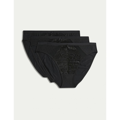 Marks & Spencer Дантелени бикини с висока кройка Amelia, 3 опаковки Marks & Spencer черни Marks & Spencer | Cheren | ЖЕНИ | XS