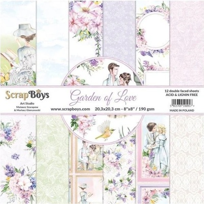 Obojstranné papiere "Garden of love" na scrapbook 20,3x20,3 cm, 12 ks