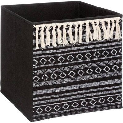 DekorStyle Úložný textilný box Tassel 31 cm čierny biely