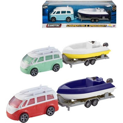 Alltoys Teamsterz karavan s přívěsem a lodí