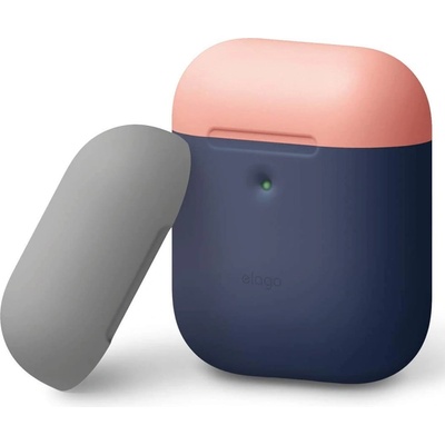 elago Защитен калъф Elago Airpods Duo Silicone Case (EAP2DO-JIN-PEMGY), за Apple Airpods 2, силиконов, тъмносин (EAP2DO-JIN-PEMGY / 40971)