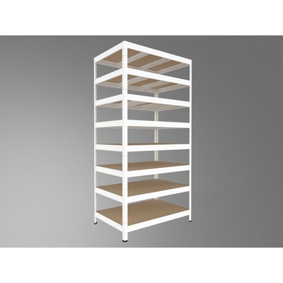 Biedrax Regál do sklepa 50 x 90 x 240 cm, bílý, 8 polic MDF, nosnost 300 kg na polici