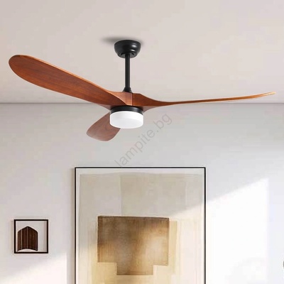 ZEVENTI - LED таванен вентилатор GINOSA LED/18W/230V Wi-Fi Tuya черен/дъб + дистанционно управление (ZV0043)