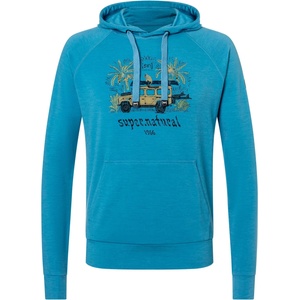 super. natural Мъжки вълнен пуловер super. natural Tropicar Hoodie - Blue Heaven / Various (005-6921-0113)