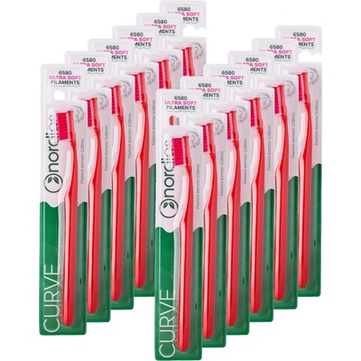 Nordics Curve Ultra Soft Red/Red zubná kefka 12 ks