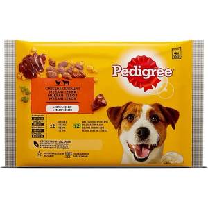 PEDIGREE Мокра храна за кучета в желе Pedigree пауч с птиче, говеждо и дроб, 4 х 100 г