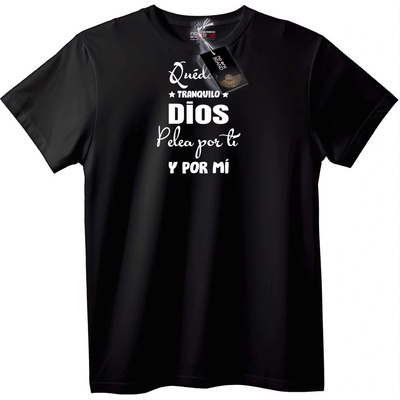 NOONEBRAND Тениска Бог се бори за теб и мен - 2XL, Black