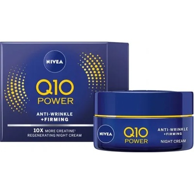 Nivea Q10 Power Anti-Wrinkle + Firming Night Cream - Възстановяващ нощен крем за лице против бръчки от серията "Q10 Power" 50мл