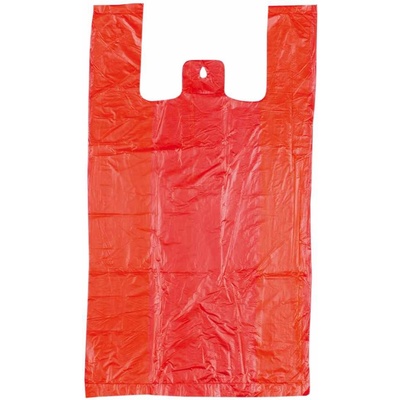 Mikroténová taška, nosnosť 15 kg, dĺžka 70 cm, šírka 35 cm, záložka 21 cm, červená, 100 ks