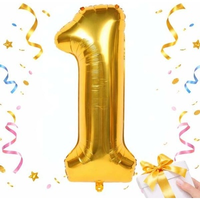 Verk Group Fóliový balón s číslem 1, zlatý, 66 cm – narozeniny, oslava, dekorace, zlatý