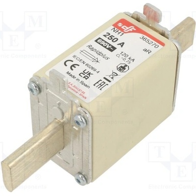 DF ELECTRIC 365270 Pojistka: tavná; 250A; 690VAC; 550VDC; aR; keramická; NH1