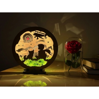 Li-Go "Malý princ s růží" lampa 20x22cm provedení povrchu: dub