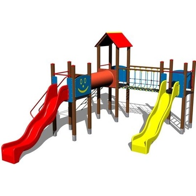 Playground System HŘIŠTĚ velká multifunkční sestava se skluzavkami 4U307K-15 - celokovová