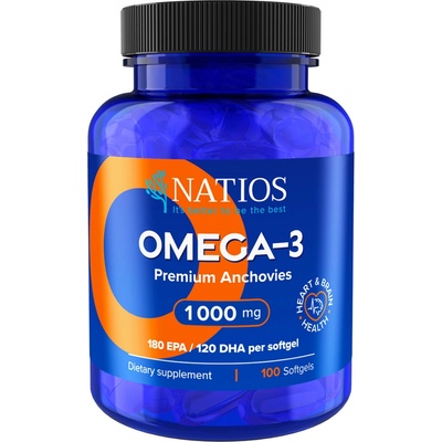 Natios Omega-3 Premium Anchovies, 1000 mg, 100 softgel kapslí