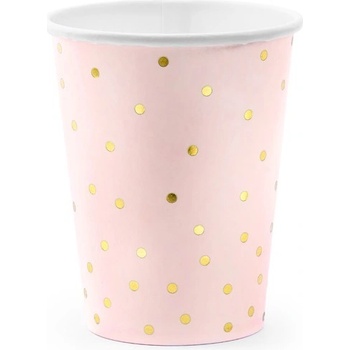 Party Deco Светло Розови Парти Чаши на Точки - (1 пакет / 6 бр. )
