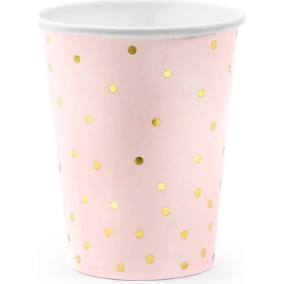 Party Deco Светло Розови Парти Чаши на Точки - (1 пакет / 6 бр. )