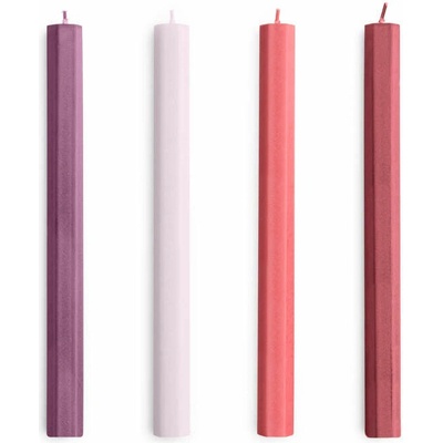 HAY Svíčky Hexagon Candle set 4ks, reds and bordeaux