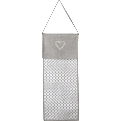 Šedý bavlněný závěsný kapsář se srdíčkem Lovely Heart – 28x1x68 cm