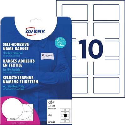 Avery Zweckform J4785-20 Samolepicí jmenovky pro Inkjet 80x50 mm 200 ks bílé