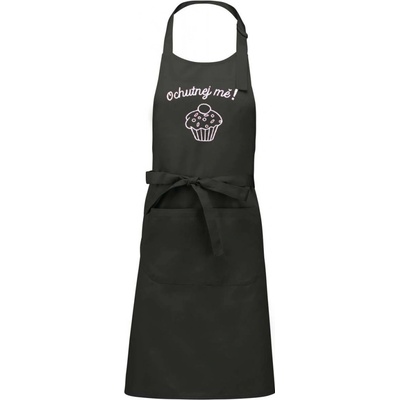 Zelenáčky Kuchyňská zástěra s výšivkou Muffin tmavě šedá