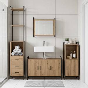 vidaXL Комплект шкафове за баня 3 бр. Дъб артизан 40 x 36 x 181 см (3444554)