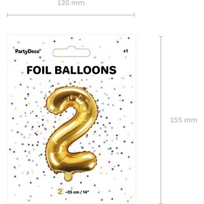 balónek nafukovací číslo 2 35 cm fóliový