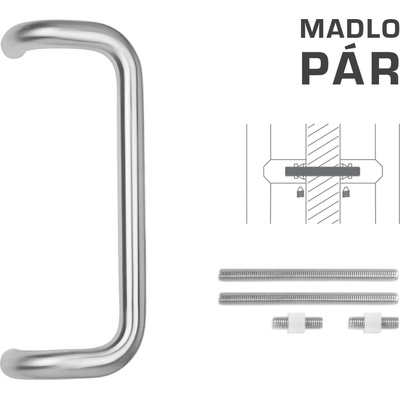 FT - MADLO kód K38 Ø 32 mm UN pár Rozteč madla: 350 mm, Dĺžka: 382 mm, Rozmer profilu madla: Ø 32 mm